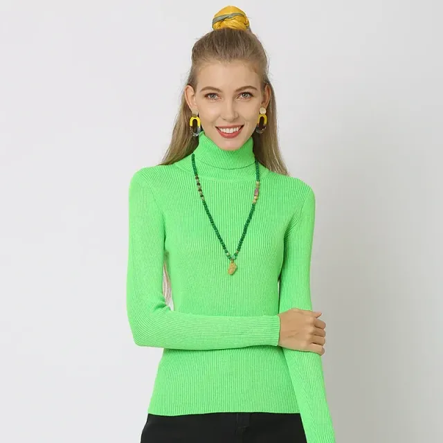 Women's neon fashion turtleneck with long sleeves