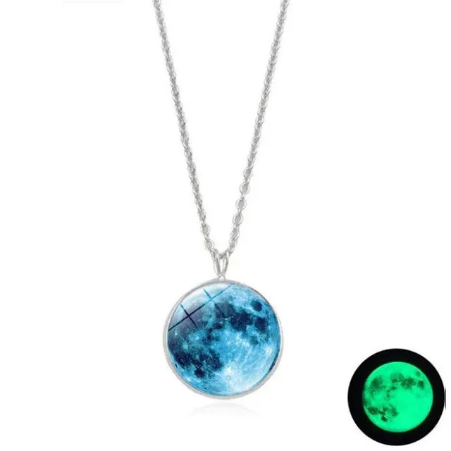 Lighting luminescent pendant in the shape of the moon on the chain typ-02