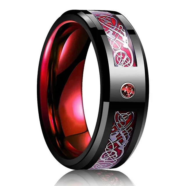 Men's fashionable Celtic tungsten ring with dragon