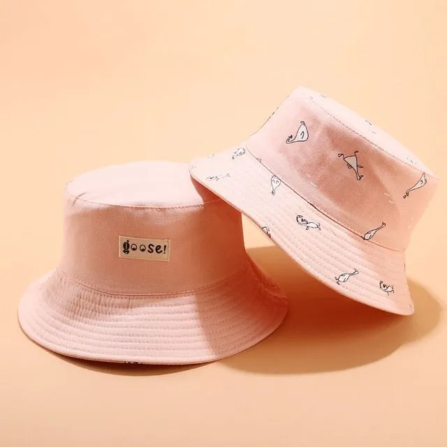 Stylový oboustranný klobouk- více barev goose-pink
