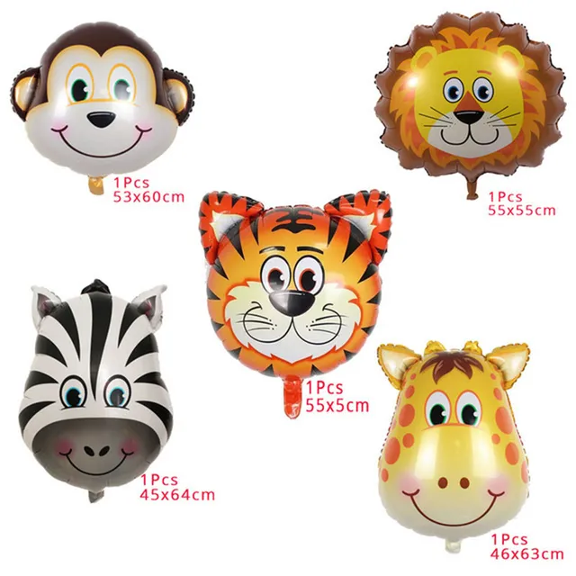 Set of inflatable balloons and inflatable numbers with safari theme