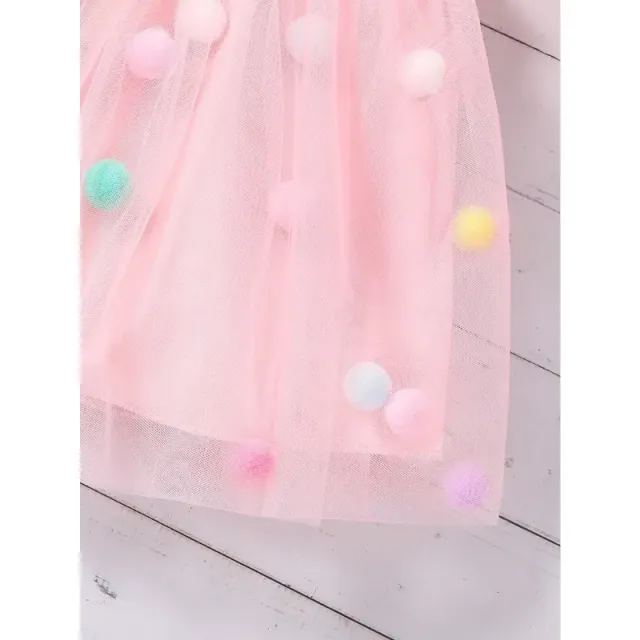 Girl's tutu skirt in tulle with colourful plush balls