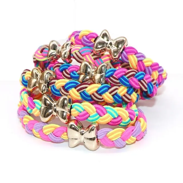 Colored hair rubber bands with bow 10 pcs