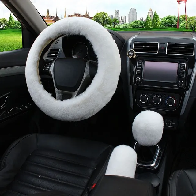Luxusná ochranná súprava volantu, radiacej páky a brzdy z plyšového materiálu Indiana