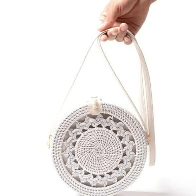 Rattan round handbag