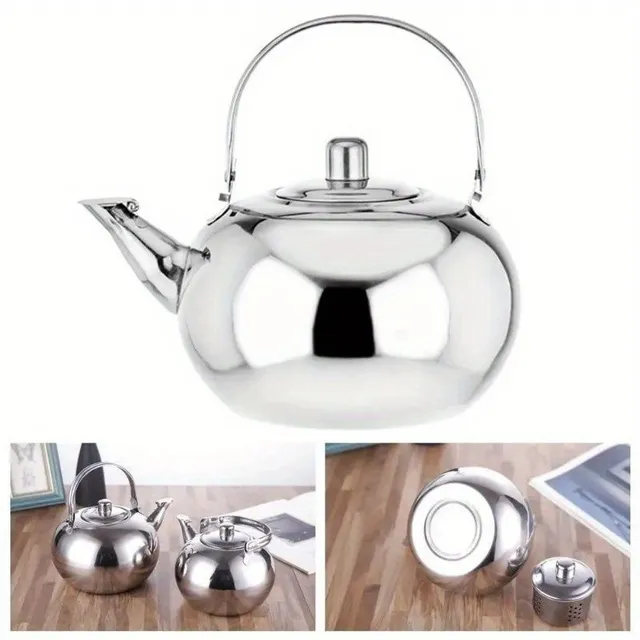 Stainless steel tea kettle with infusion machine - modern reflective coffee kettle