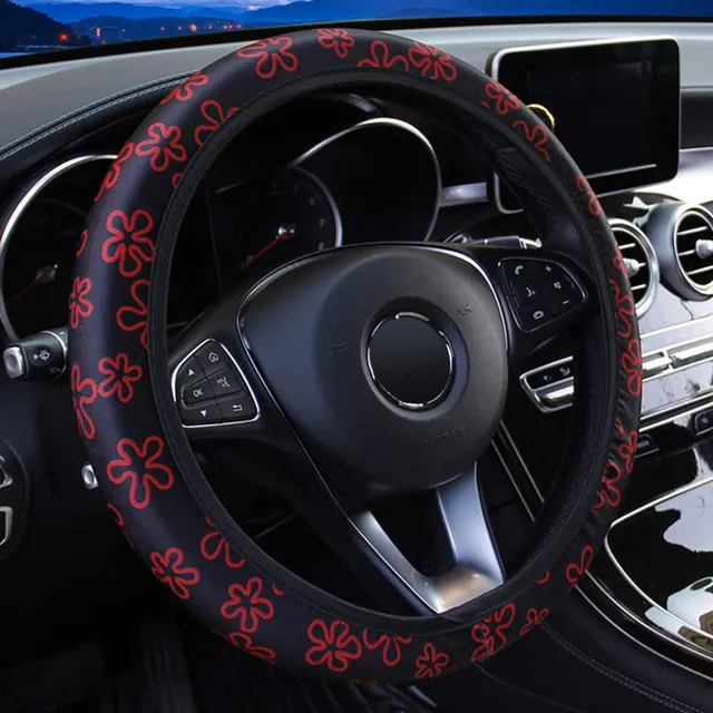 Elastic steering wheel cover with pattern