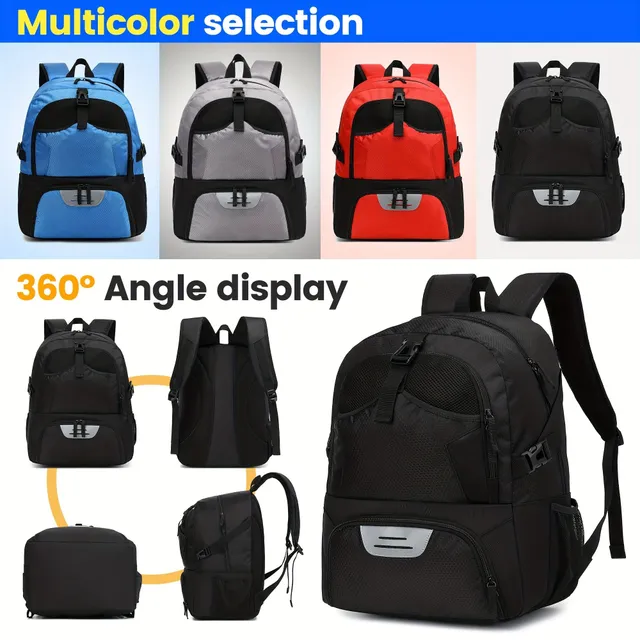 Universal sports backpack for youth and adults - Basketball, football, fitness, hiking, travel - with separate shoe space