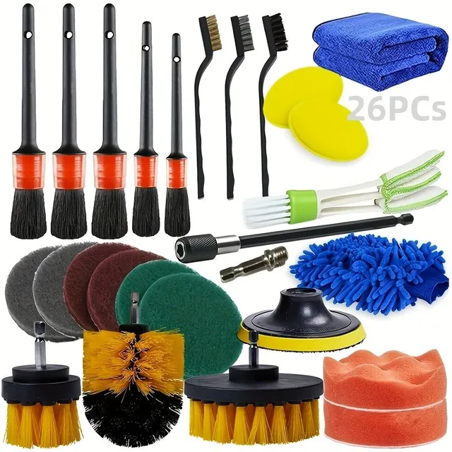 Complete detailing set for car © 26 brooms, sponges and cleaning aids