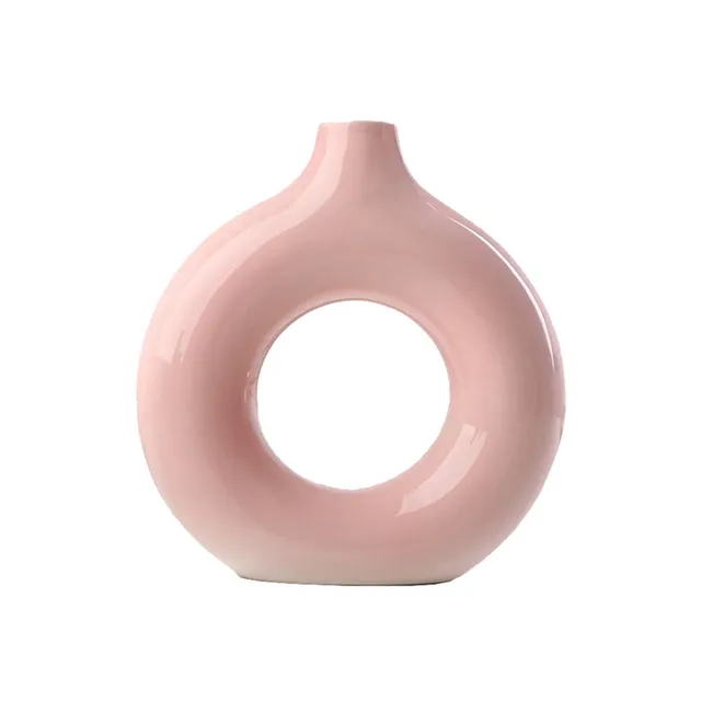 Creative ceramic vase in the shape of a doughnut - Round Hollow Florist