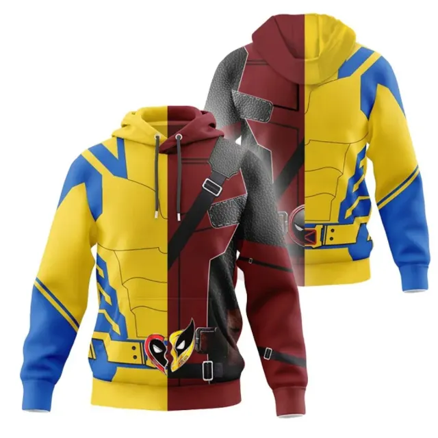 Unisex anime hoodie with motifs of favorite heroes Deadpool and Wolverine