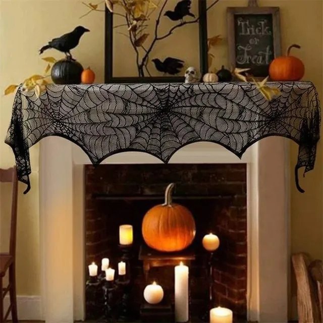 Dekoratív parti fekete asztalterítő Halloween