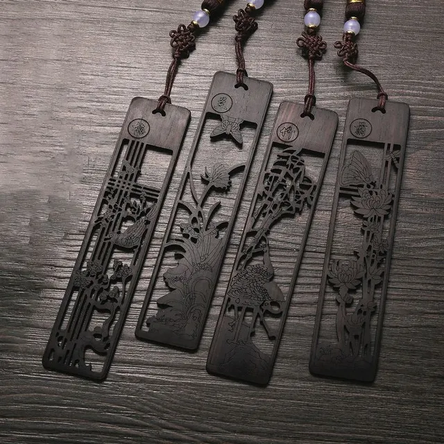 Decorated Ebony Wood Bookmark