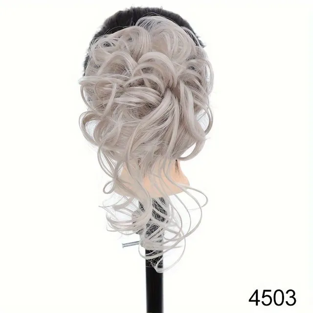 Scrambled bun with clip - Clip-in hairpins with curly and wavy fibres - Synthetic hair