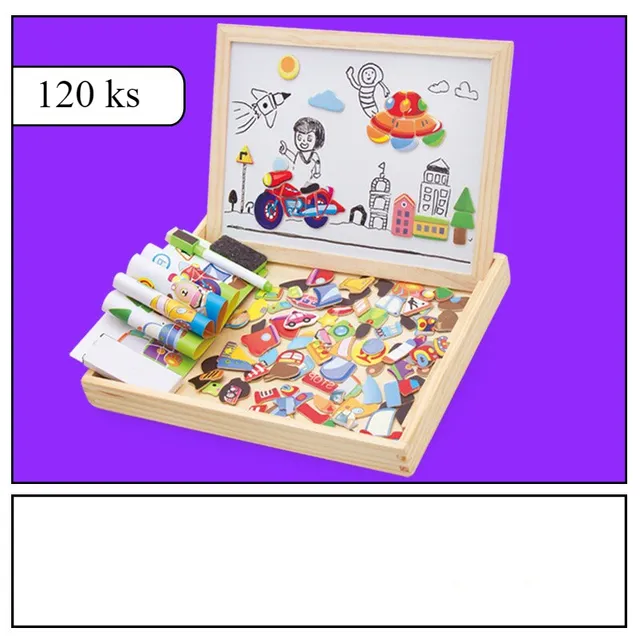 Magnetická tabule s dřevěnými figurkami - 3D puzzle