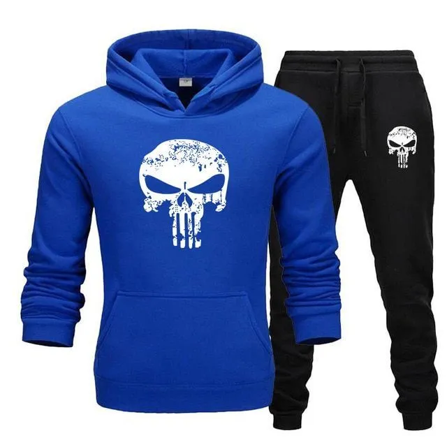 Men's comfortable 2 piece tracksuit with skull
