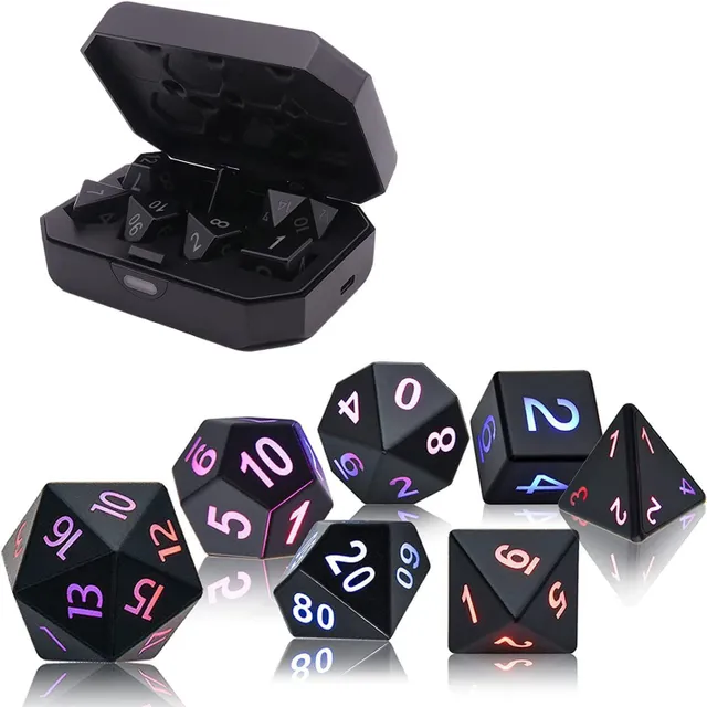 Lighting metal cubes in set 7 pcs with LED, rechargeable, effective