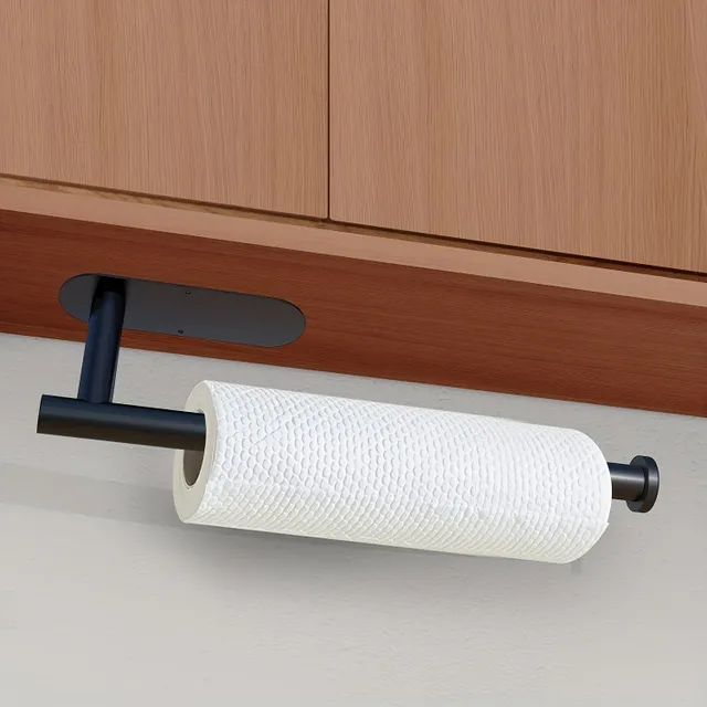 Self-adhesive holder for paper towels under the locker - In the kitchen and bathroom, on kitchen and toilet paper