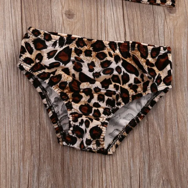 Bikini pentru fete în trend cu model leopard și bandană