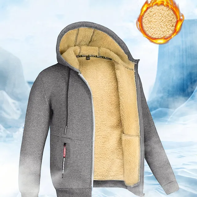 Men's winter sherpa hoodie - warm and stylish with zipper