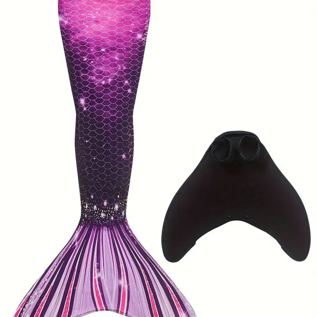 Costum de baie pentru copii cu coadă de sirena - Mermaid Swimsuit cu imprimeu colorat de solzi de pește, pentru plajă, petrecere, spectacole și cosplay