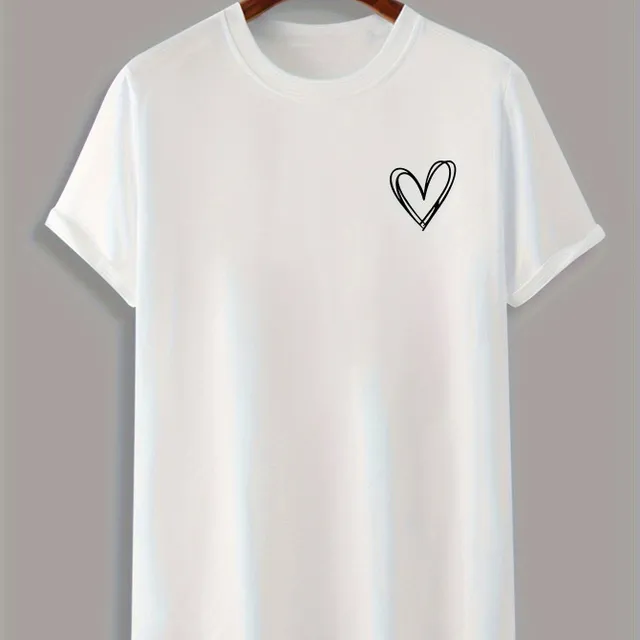 Stylish cotton T-shirt with printing heart for men, ideal for summer wearing