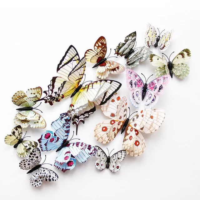 Sticker 3D flock of butterflies 12 pcs