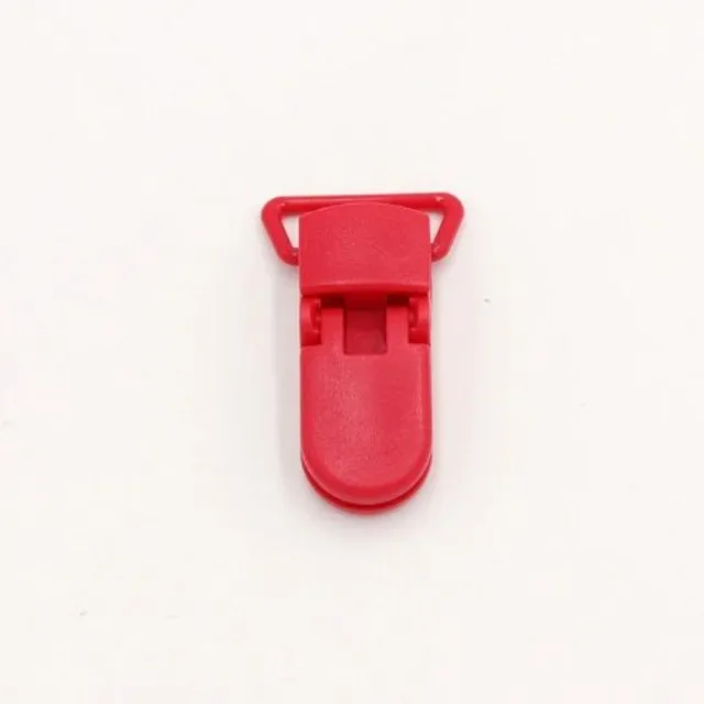 Plastic pacifier clip - 5 pcs cervena