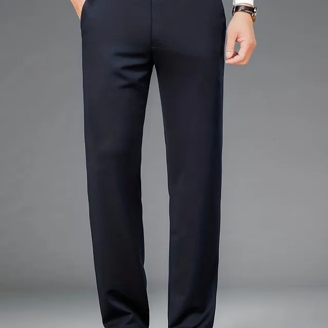 Men's classic formal trousers with a slight stretch in a monochrome design, ideal for spring/summer