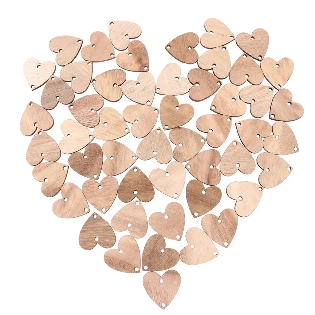 50 pieces of wooden slabs in heart shape for calendar with birthday reminders and wedding decorations