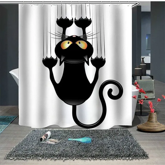 Shower curtain with cat