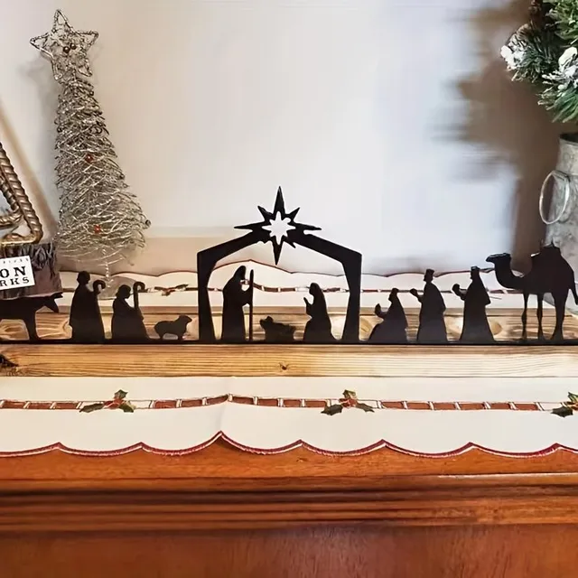 Candelabru de Crăciun cu figurine din metal - decoratiune de Advent