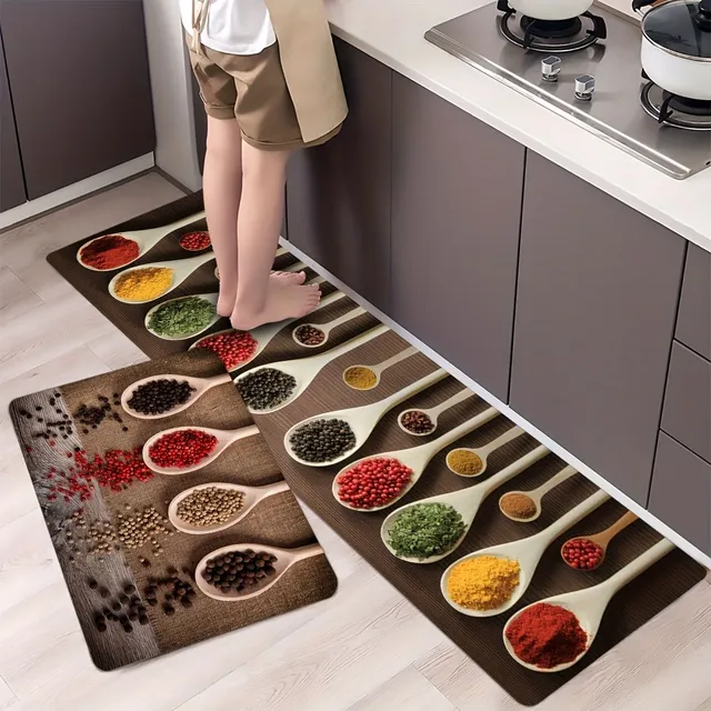 Kitchen rug with spice motif