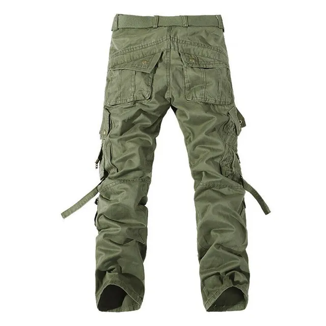 Modne spodnie męskie z kieszeniami militarne