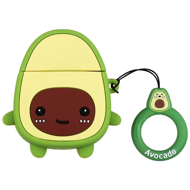 Silicone protective cover for AirPods headphones in the shape of avocados and other