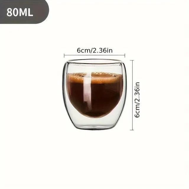 Cana de espresso din sticlă cu două straturi 2.7 oz - cană izolată pentru latte și cappuccino