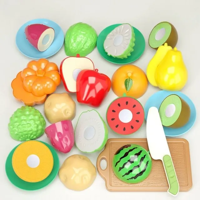 Children's kitchen play set - 69 pieces - Fruit, vegetables, pizza and more