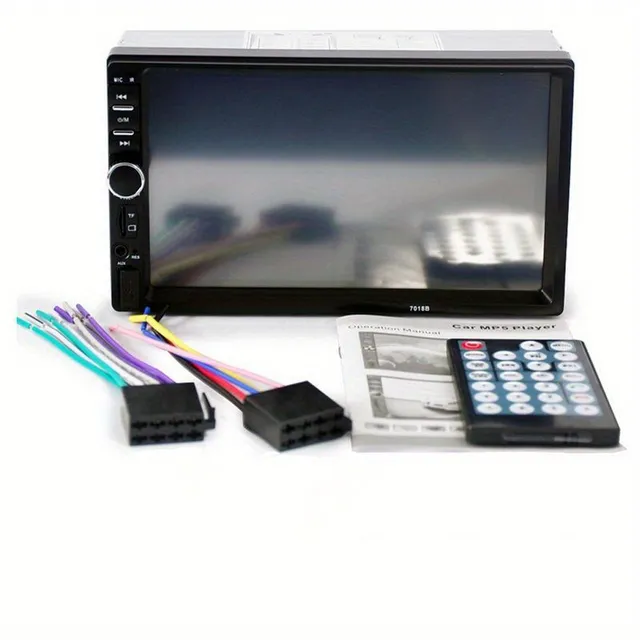 Autórádió érintőképernyővel és kettős forgatható mechanizmussal, hátsó kamerával, USB, AUX, FM, távirányító és MP4 lejátszó