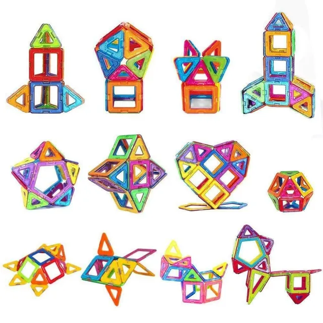 Magnetic building set of geometric shapes (Construction)