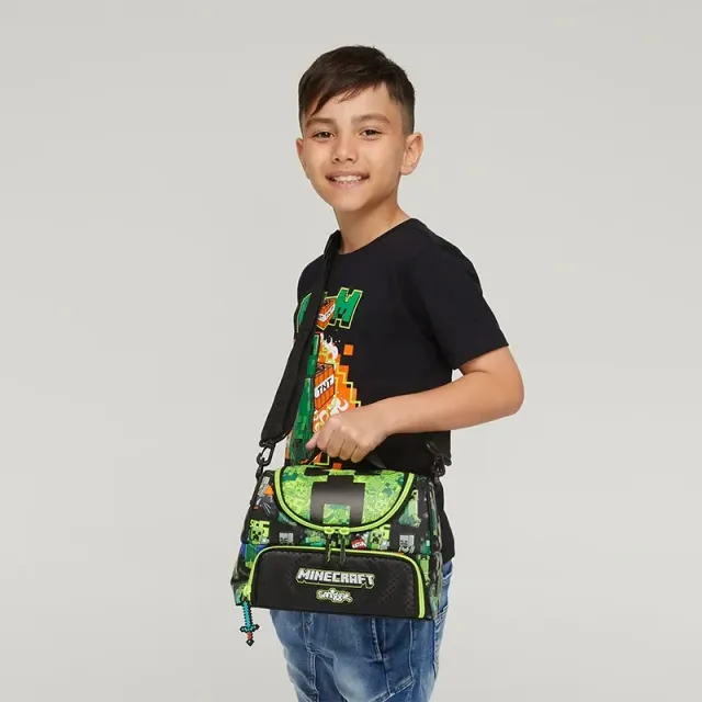 Stylish children's school supplies in the motifs of the popular game Minecraft