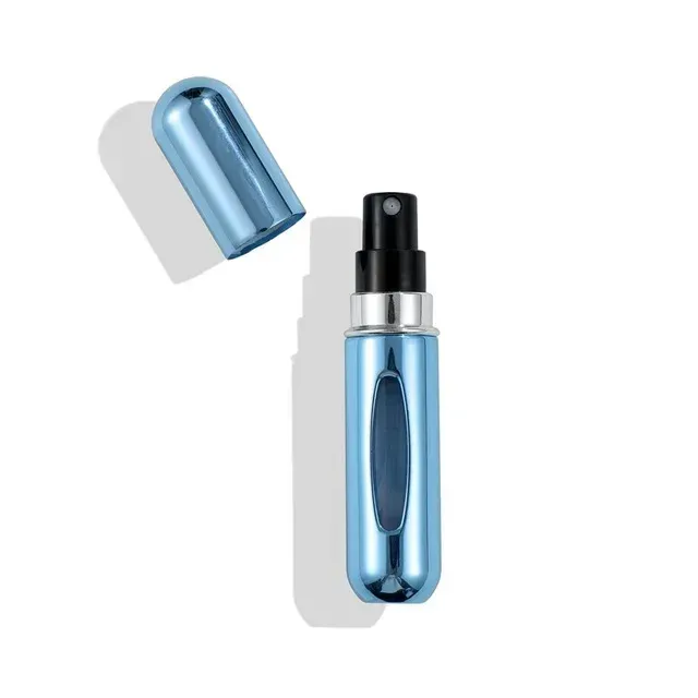 Practical portable mini bottle for perfume - indicator of quantity inside, more color variants