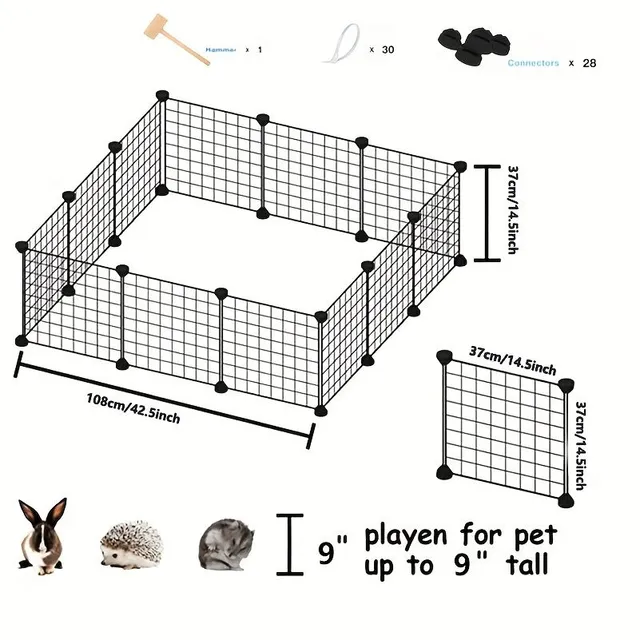 12 Pieces Pet Playpen, Petl Cage Internal Portable Metal Wire Yard Fence Pro Dog Kotec Short Plot Stan