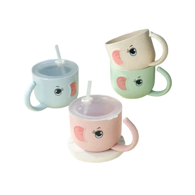 Tasse pour enfant avec paille éléphant