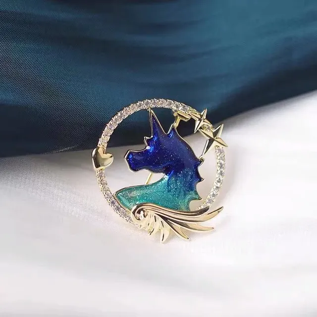 Stylish beautiful round Unicorn brooch