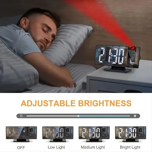 1 pc wielofunkcyjne alarmy projekcyjne z inteligentnym podświetleniem i duży