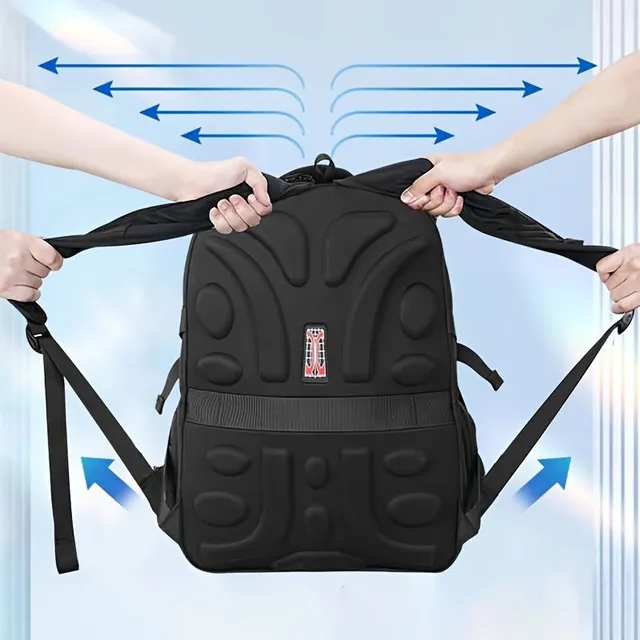 Black laptop backpack - big travel backpack for students, entrepreneurs with USB charging port