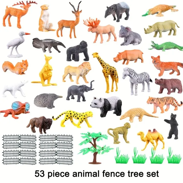 53 figurine miniaturale de animale din junglă