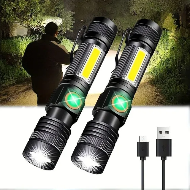 Vrecková LED lampa s magnetom a zoom - vodotesná a nabíjateľná cez USB