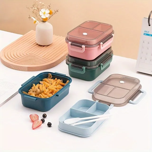 Practical two-storey microwave food box with spoon