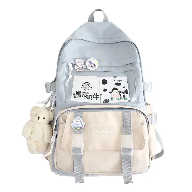 Waterproof Girls School Backpack - Kawai motif